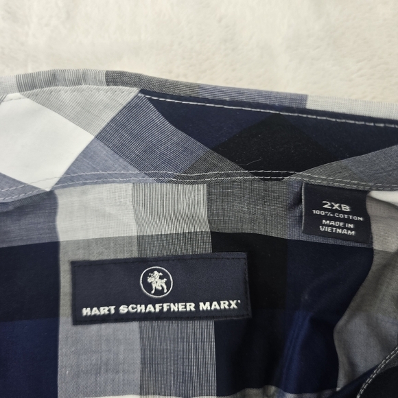 Hart Schaffner Marx Men's Long Sleeve Button Up Shirt 2XB Plaid Blue  NWT $115 - Picture 7 of 7